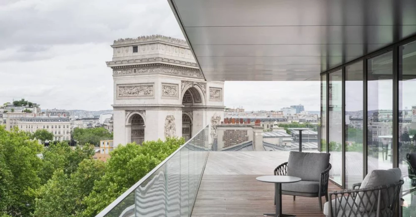 Arc de Triomphe view from Goldman Sachs office in Paris